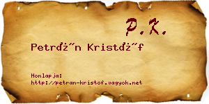 Petrán Kristóf névjegykártya